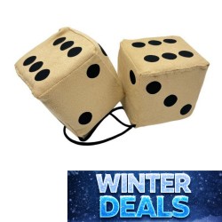 Jeu de dés en tissu alcantara beige à points noir - 10cm x 10cm : déco rétro pour sa cabine de camion