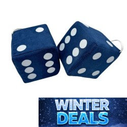 Jeu de dés en tissu alcantara bleu à points blancs - 10cm x 10cm : déco rétro pour sa cabine de camion