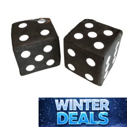 Jeu de dés en tissu alcantara noir à points blancs - 10cm x 10cm : déco rétro pour sa cabine de camion