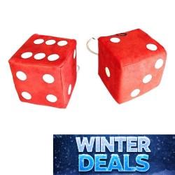 Jeu de dés en tissu alcantara rouge à points blancs - 10cm x 10cm : déco rétro pour sa cabine de camion