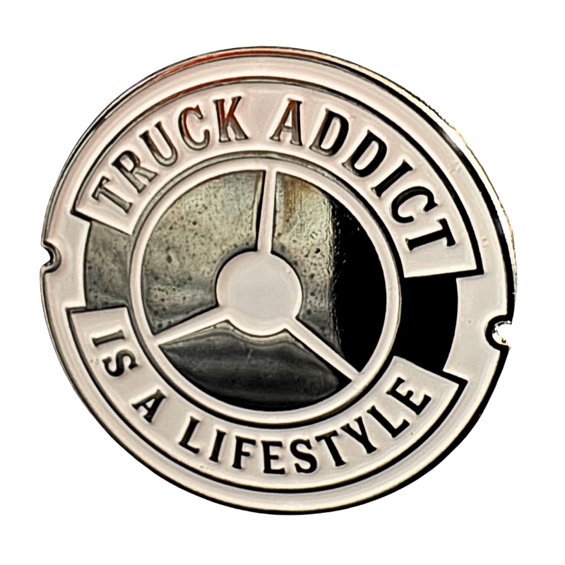 Pin's Truck Addict blanc et chrome