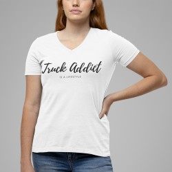 T-SHIRT FEMME BLANC - TRUCK ADDICT MODERN TRUCKER