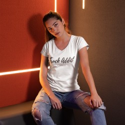 T-SHIRT FEMME BLANC - TRUCK ADDICT MODERN TRUCKER