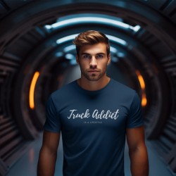 T-SHIRT HOMME BLEU - TRUCK ADDICT MODERN TRUCKER